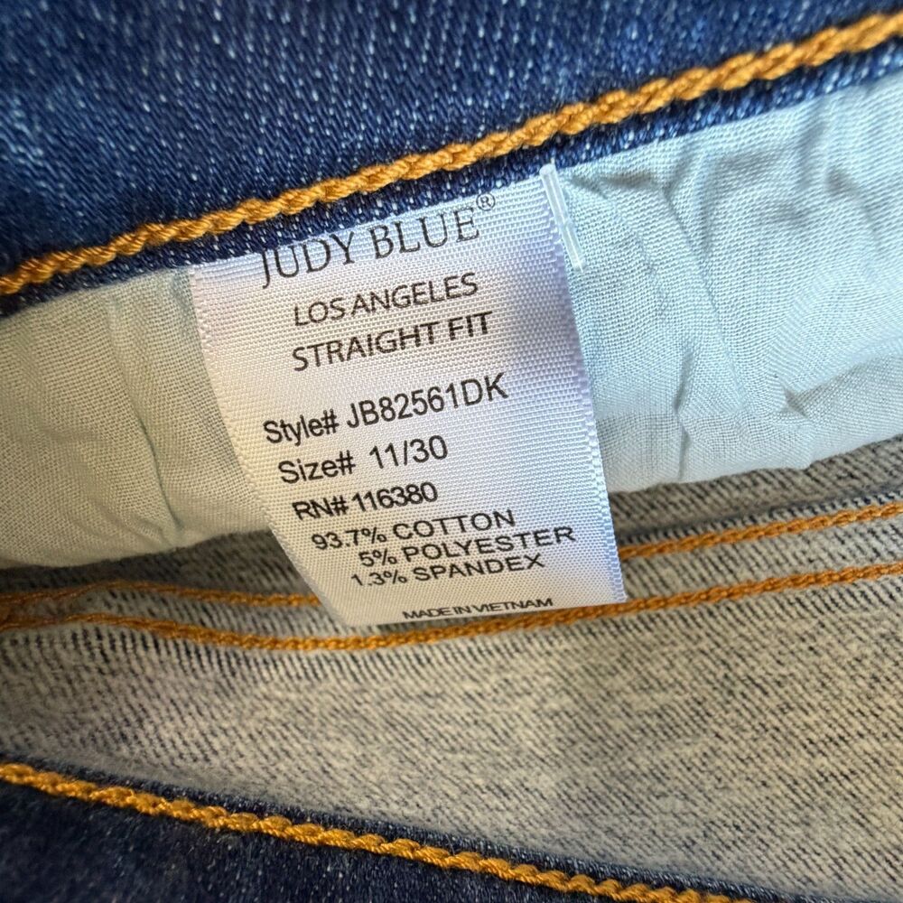Judy Blue Straight Fit Leg Dark Wash Denim Jeans Style JB82561DK Size 11/30 - Picture 15 of 16
